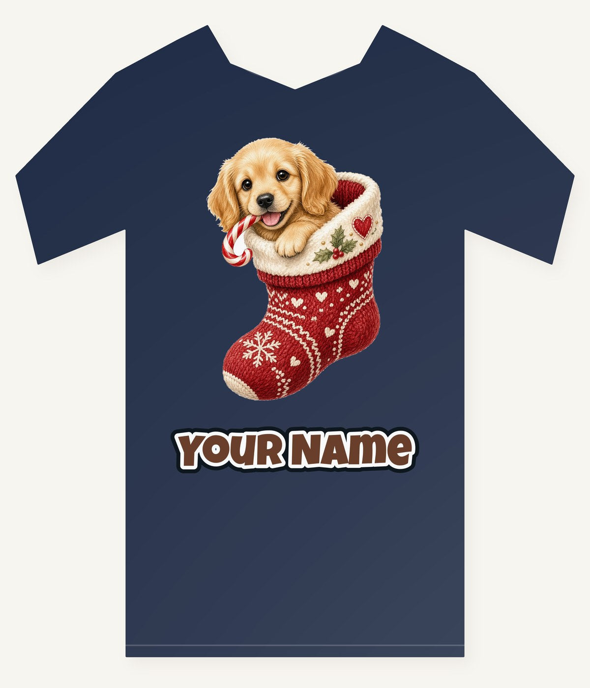 Puppy In A Stocking Personalised Kids and Baby Christmas Tee