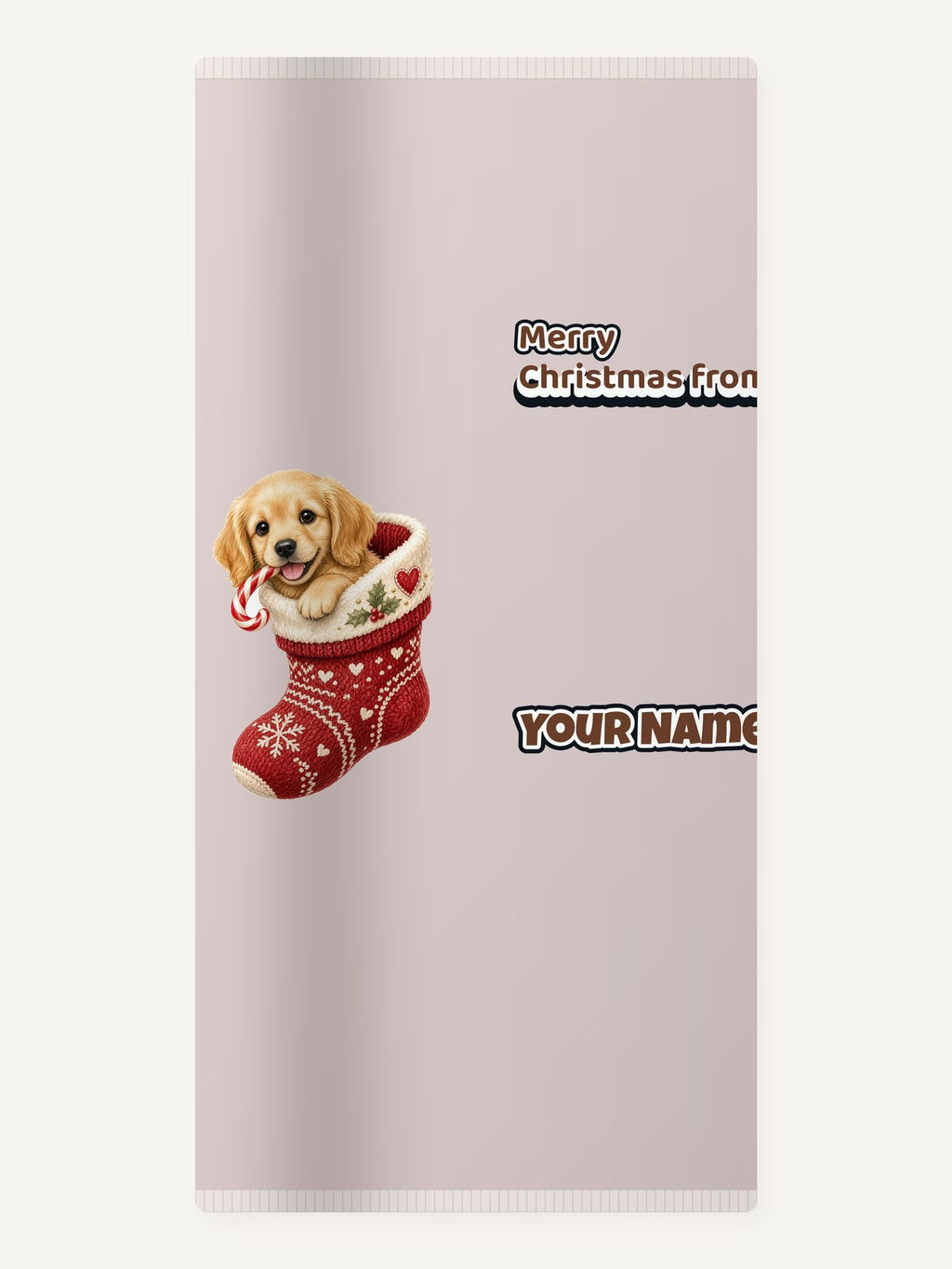 Puppy In A Stocking Personalised Beach Towel