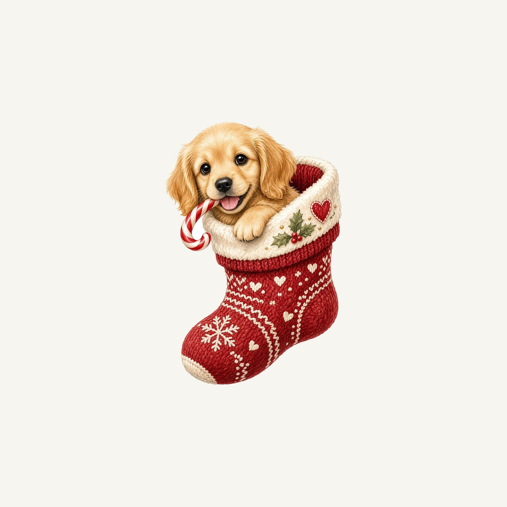 Puppy In A Stocking Personalised Christmas Mug