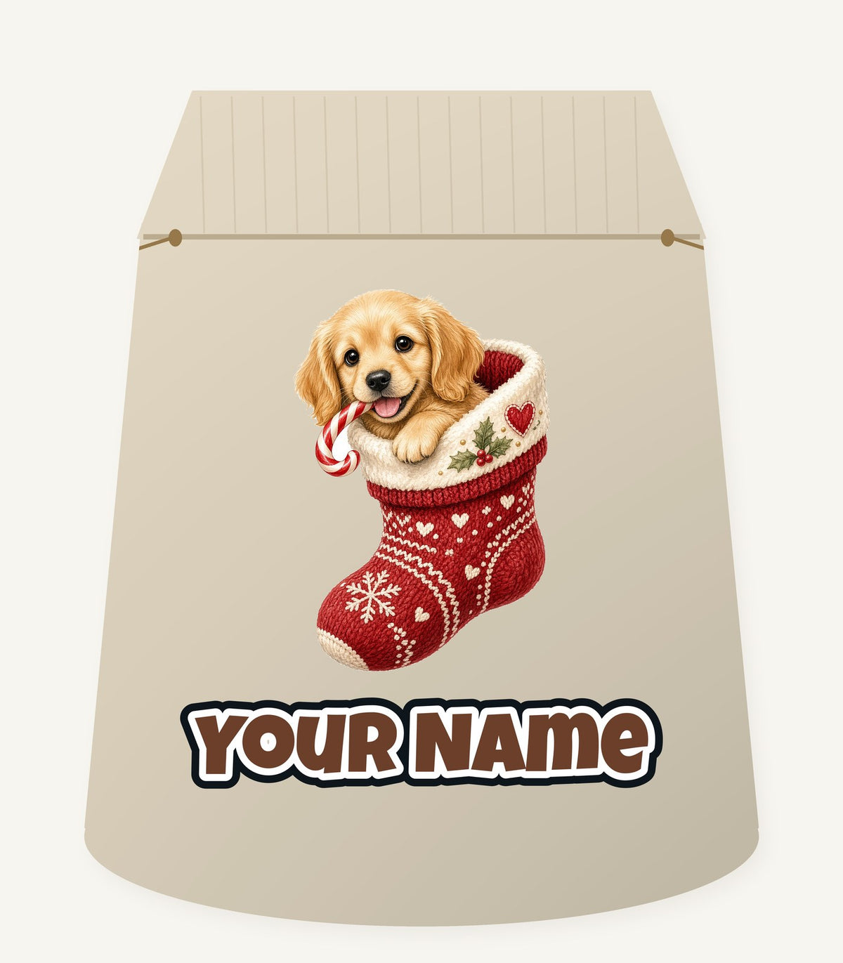Puppy In A Stocking Personalised Santa Sack