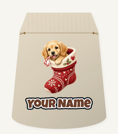 Puppy In A Stocking Personalised Santa Sack
