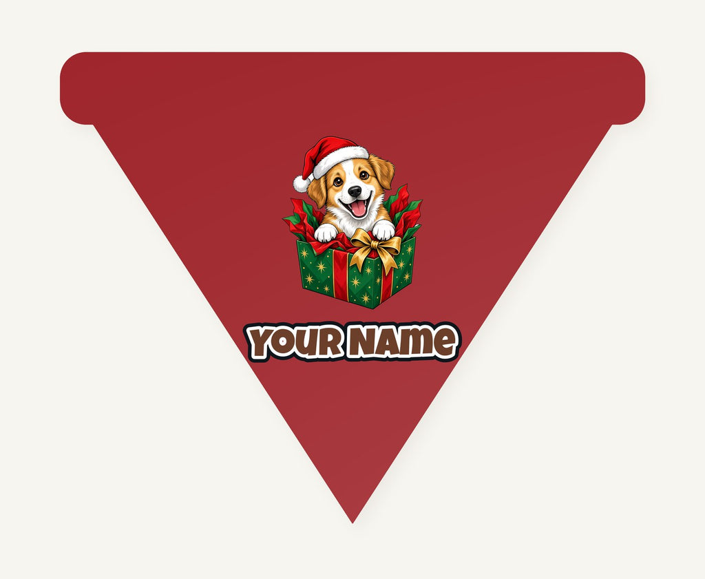 Puppy In Christmas Gift Box Personalised Christmas Dog Bandana