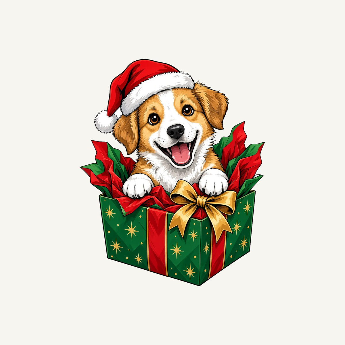 Puppy In Christmas Gift Box Personalised Christmas Dog Bandana