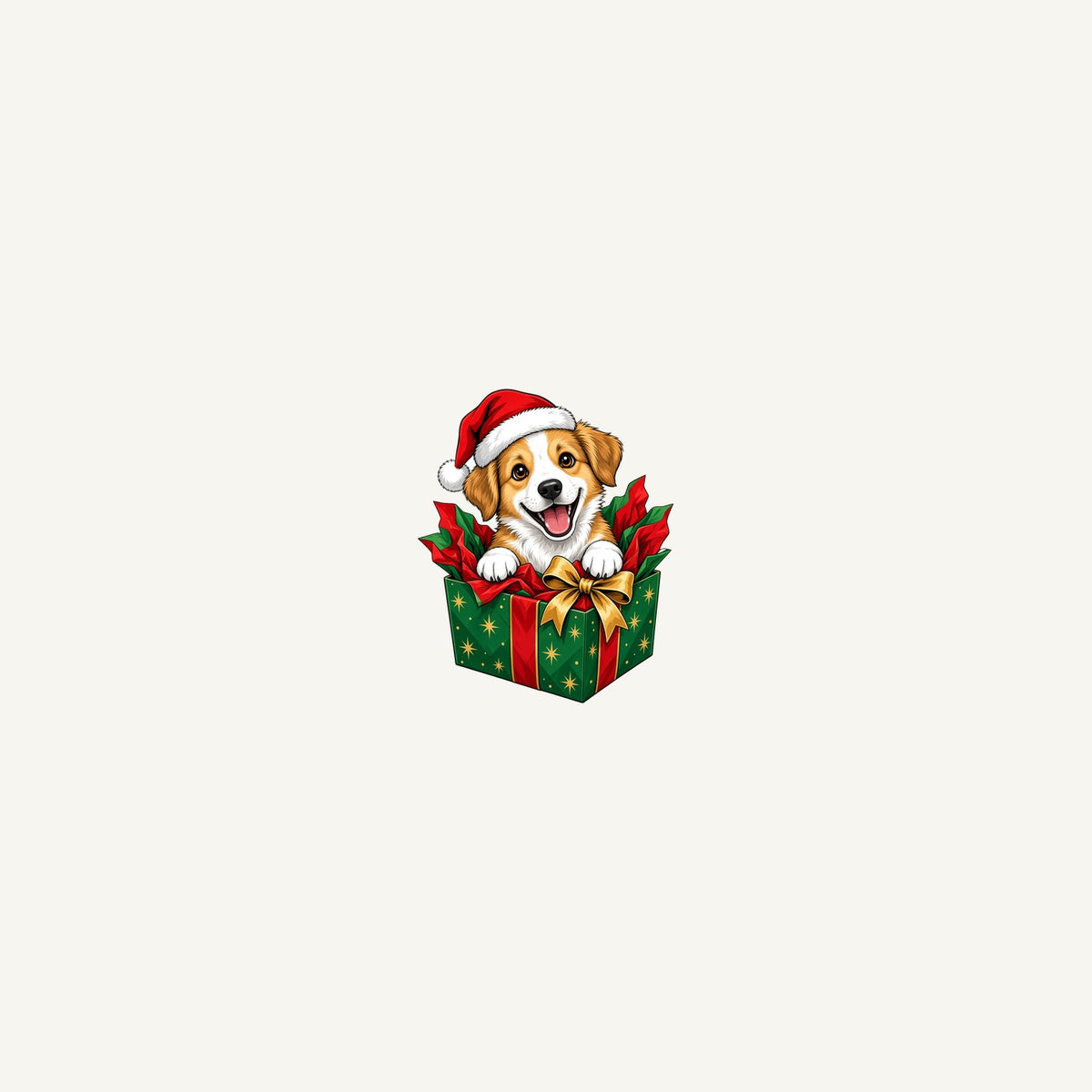 Puppy In Christmas Gift Box Personalised Beach Towel