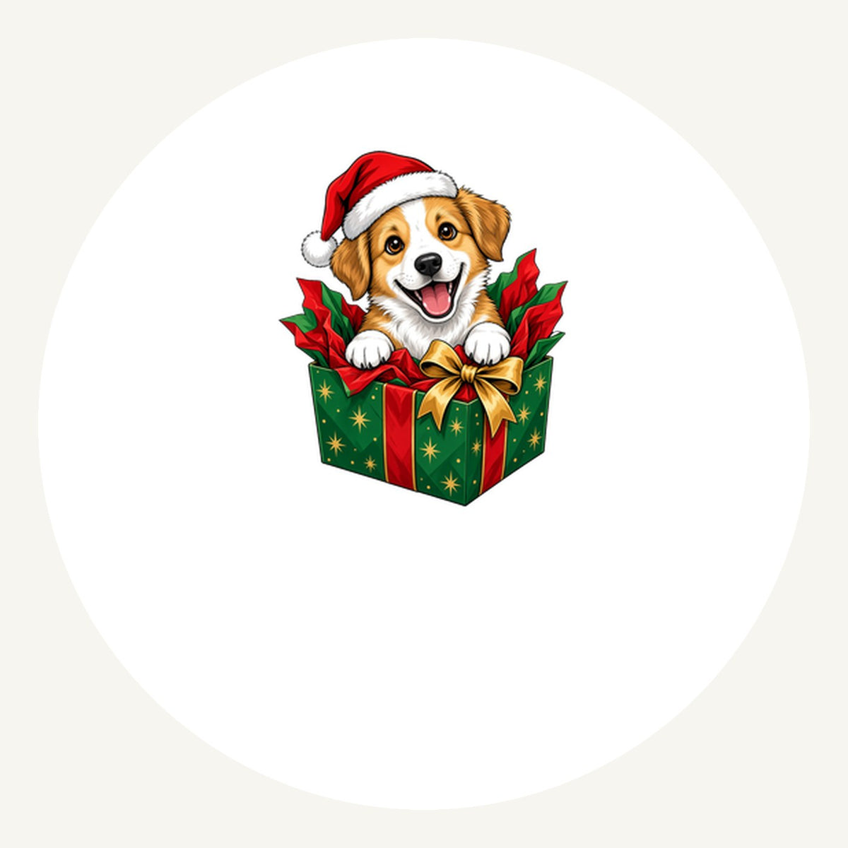 Puppy In Christmas Gift Box Personalised Pewter Christmas Ornament