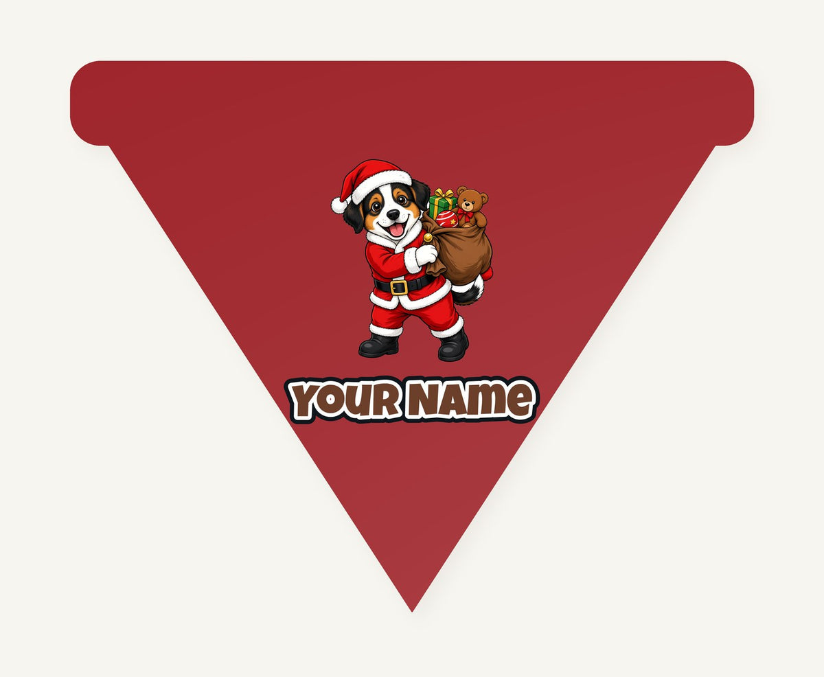 Puppy In Santa Suit Personalised Christmas Dog Bandana