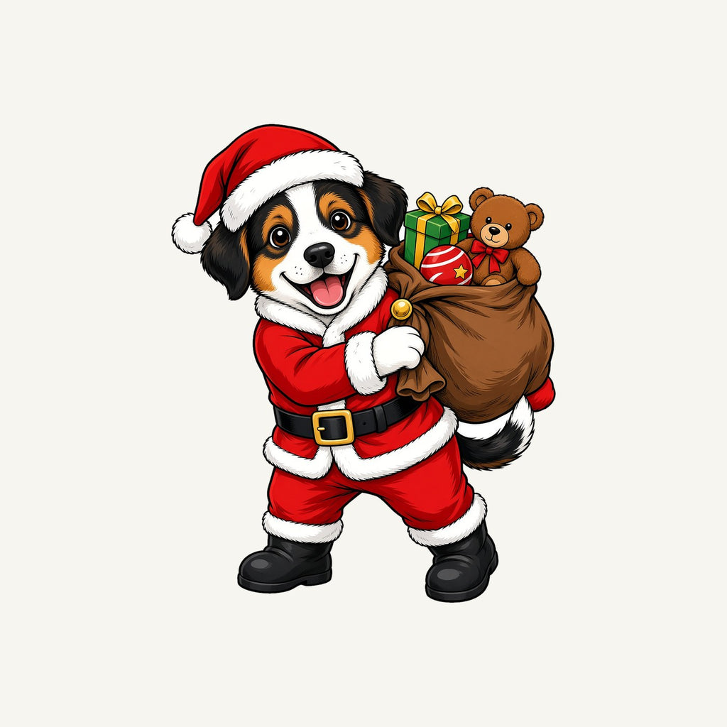 Puppy In Santa Suit Personalised Christmas Dog Bandana