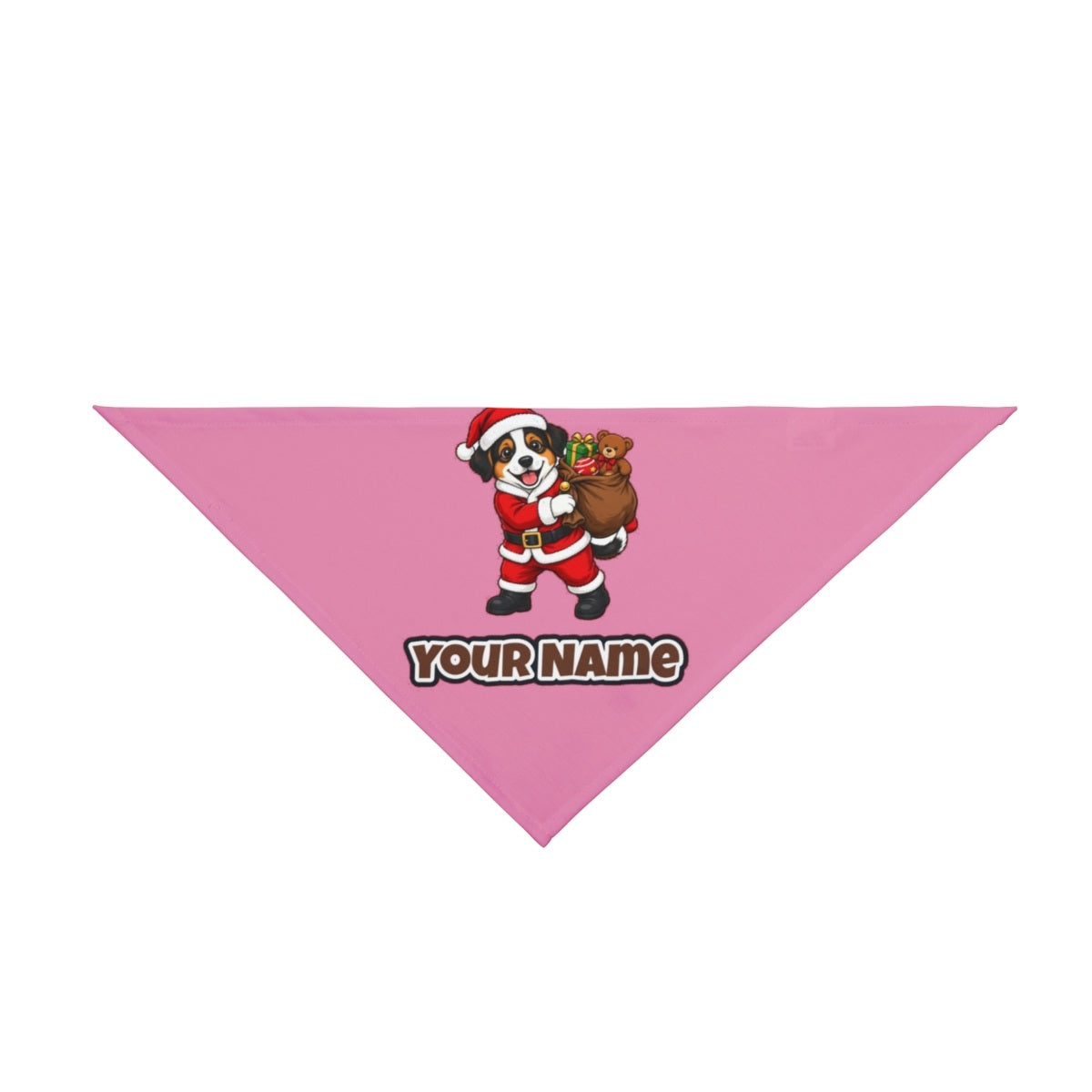 Puppy In Santa Suit personalised Christmas pet bandana in pink, tie-on style
