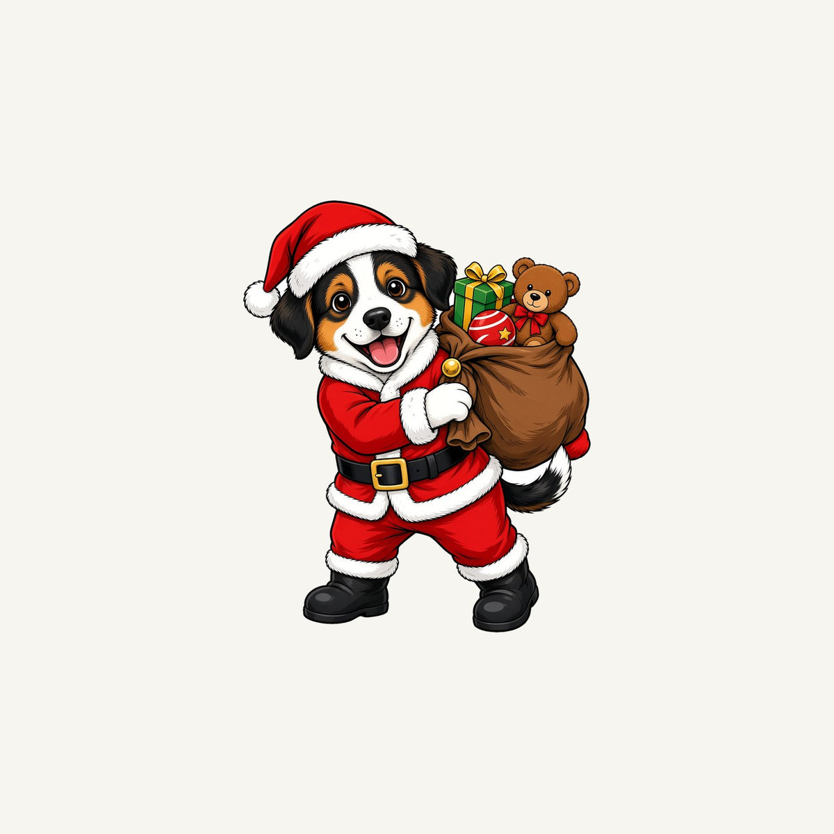 Puppy In Santa Suit Personalised Christmas Mug