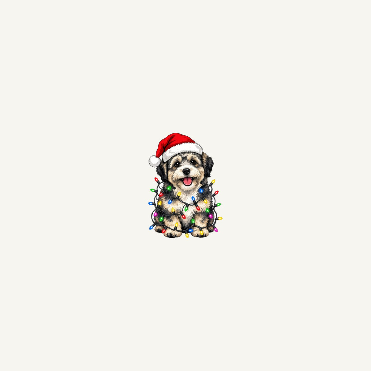 Puppy Tangled in Christmas Lights Personalised Beach Towel