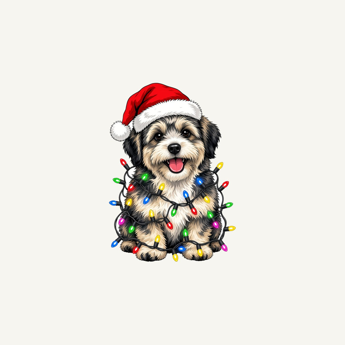 Puppy Tangled in Christmas Lights Personalised Christmas Mug