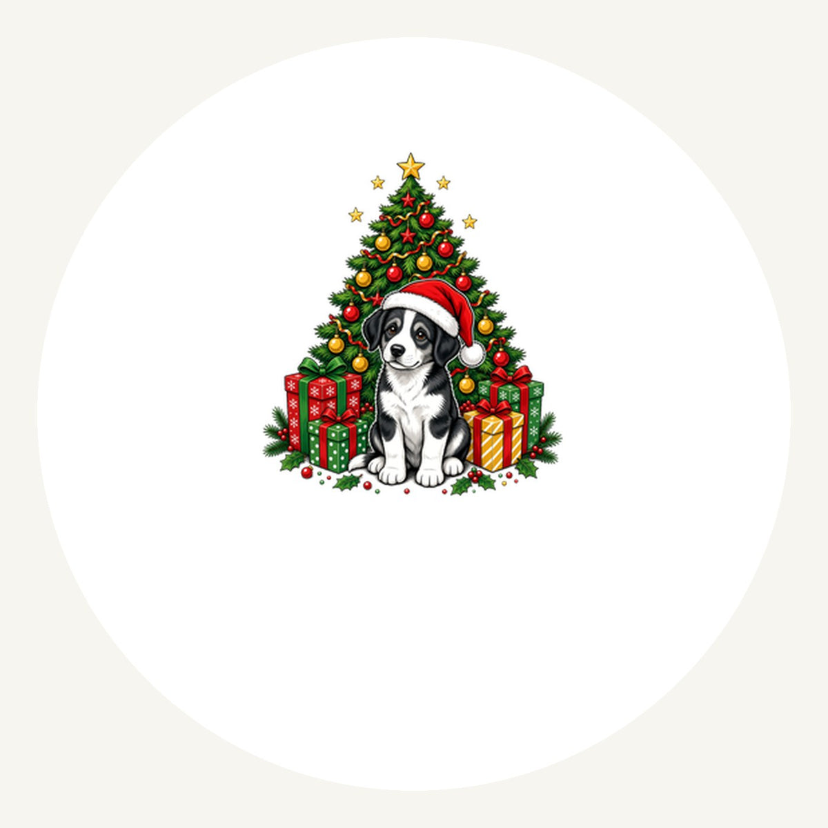 Puppy Under The Christmas Tree Personalised Pewter Christmas Ornament