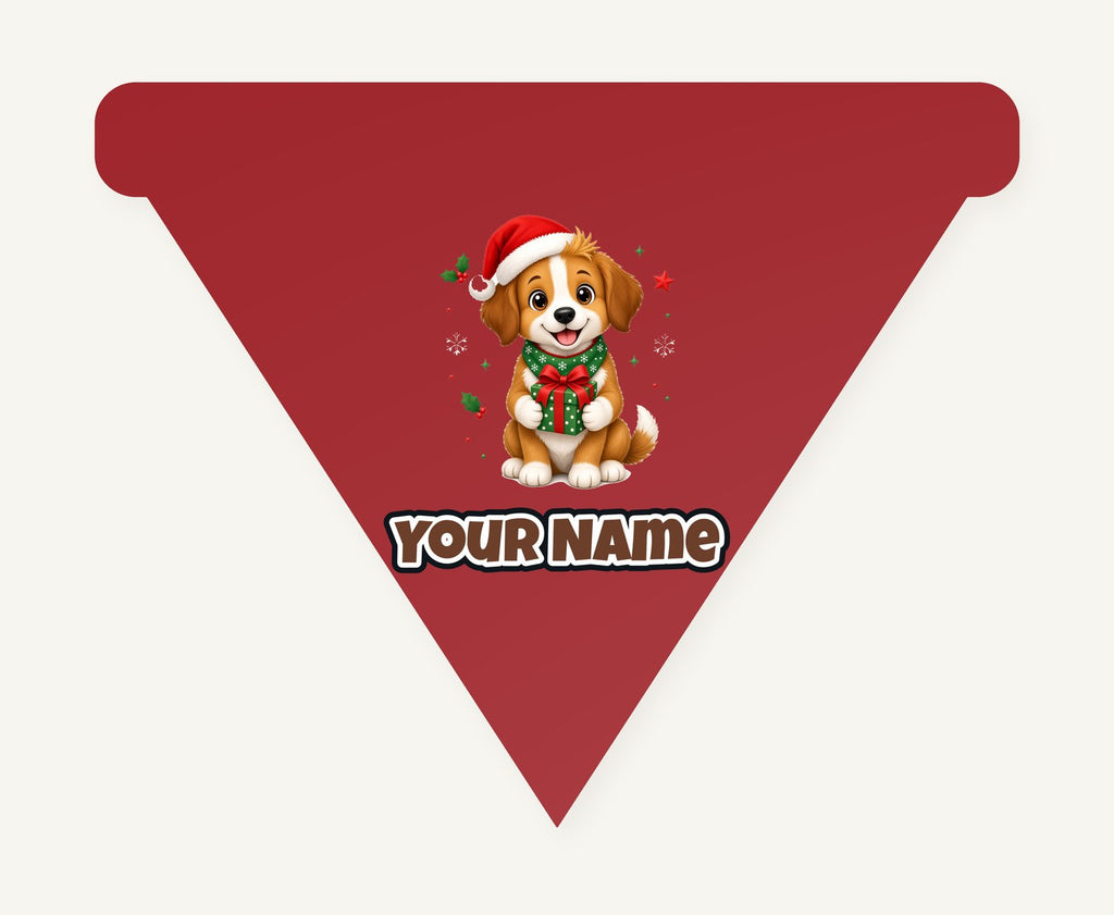 Puppy with Christmas Present Personalised Christmas Dog Bandana