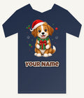 Puppy with Christmas Present Personalised Kids and Baby Christmas Tee