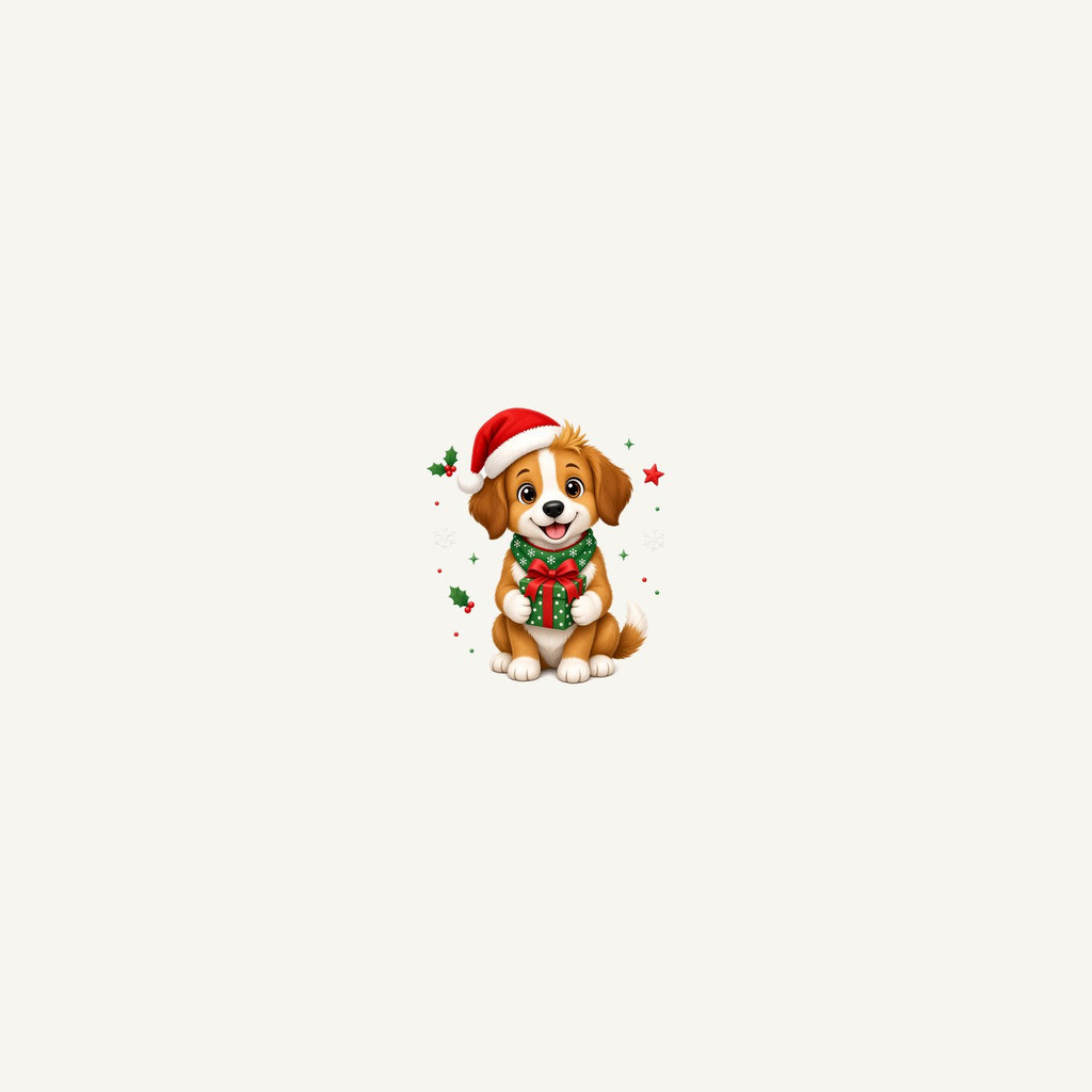 Puppy with Christmas Present Personalised Beach Towel