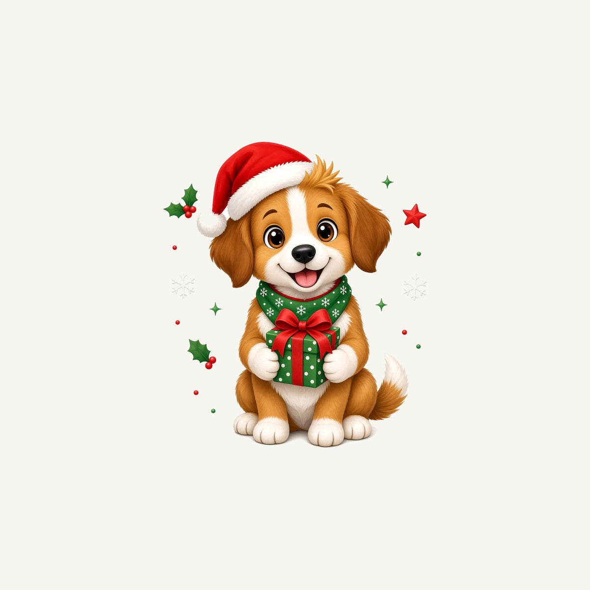 Puppy with Christmas Present Personalised Christmas Mug