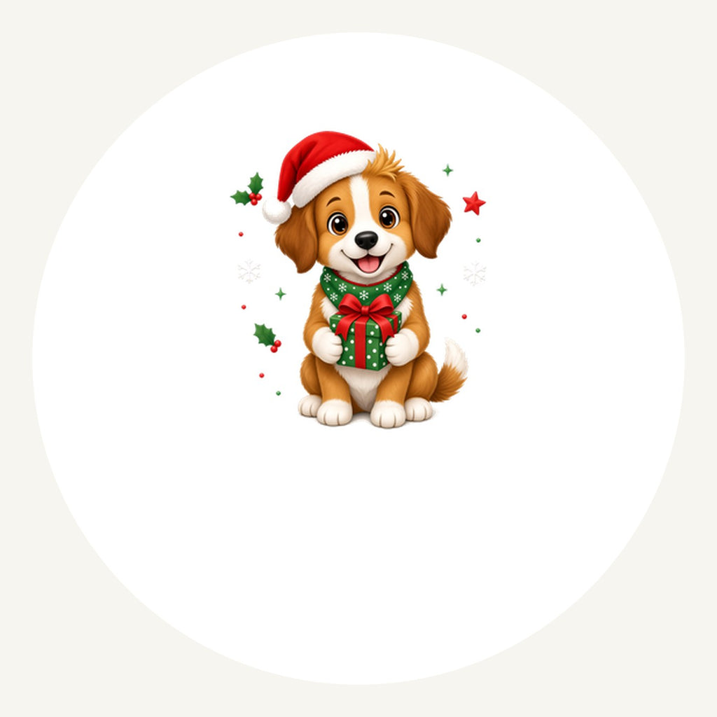 Puppy with Christmas Present Personalised Pewter Christmas Ornament