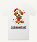 Puppy with Christmas Present Personalised Christmas T-Shirt and Hoodie