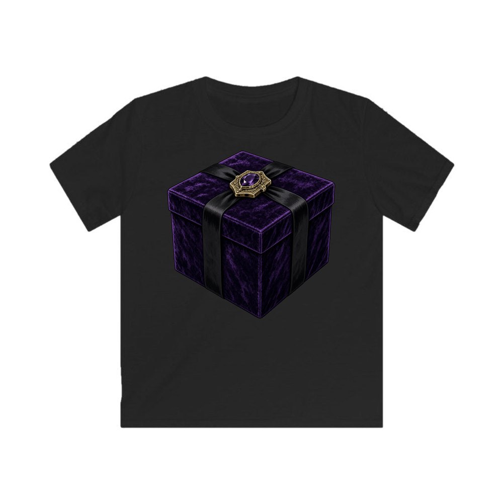 Purple Velvet Gift Box personalised kids Christmas tee in black