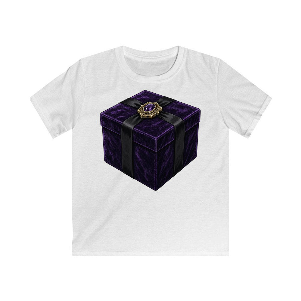 Purple Velvet Gift Box personalised kids Christmas tee in white