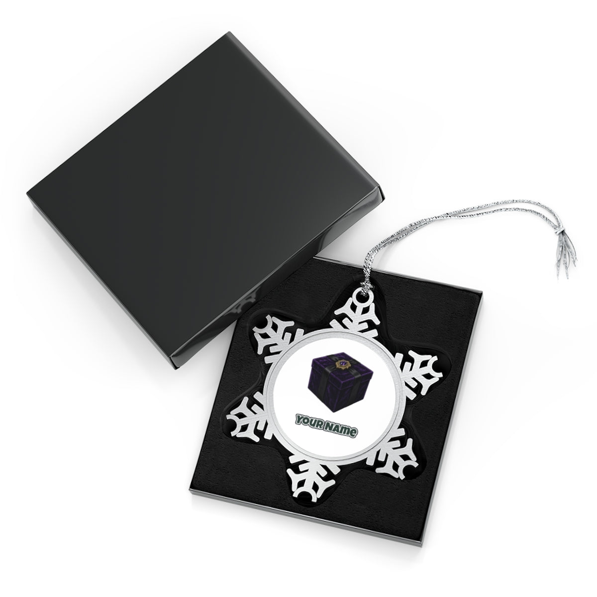 Purple Velvet Gift Box Personalised Pewter Christmas Ornament