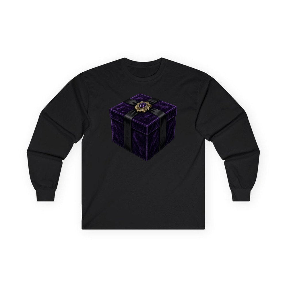 Purple Velvet Gift Box personalised long sleeve Christmas T-shirt in black