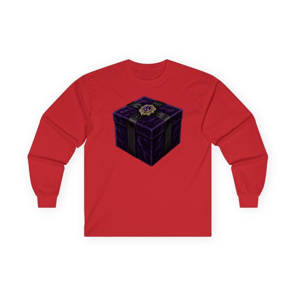 Purple Velvet Gift Box personalised long sleeve Christmas T-shirt in red