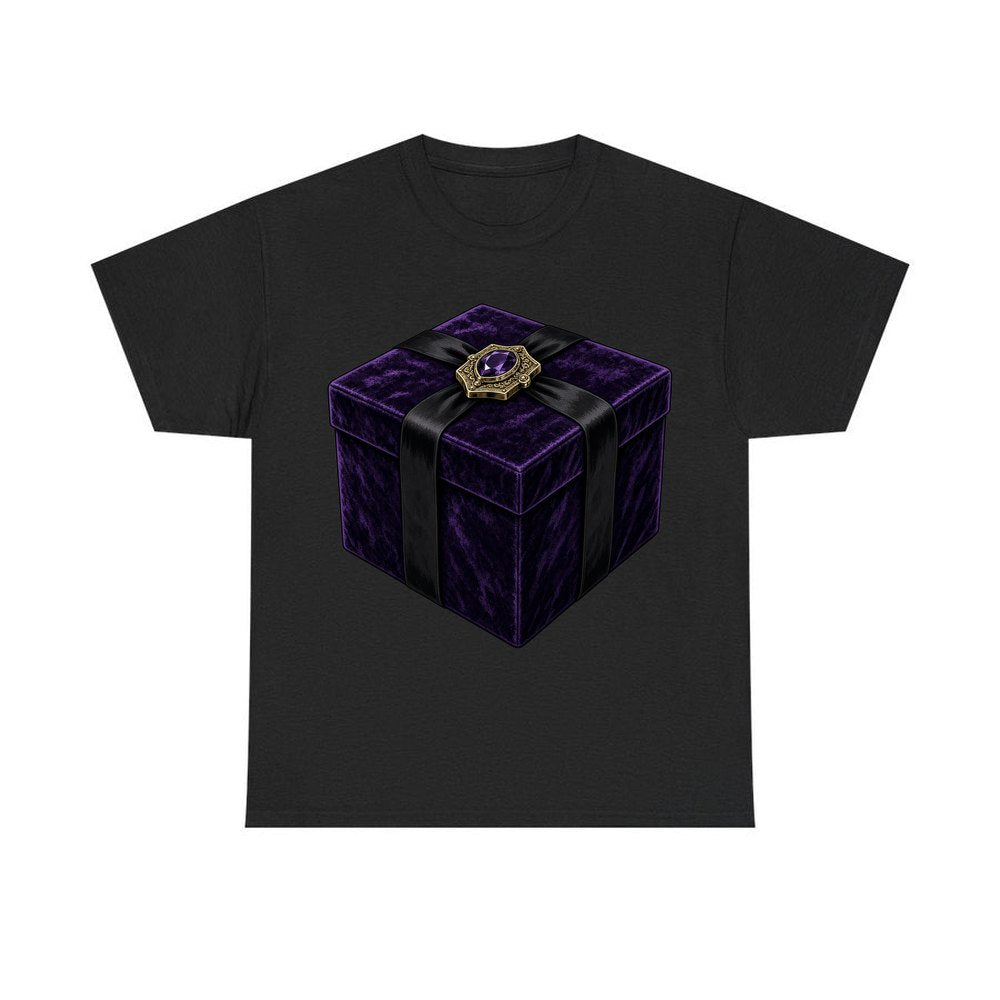 Purple Velvet Gift Box personalised Christmas T-shirt in black