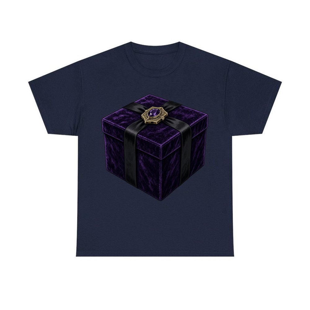 Purple Velvet Gift Box personalised Christmas T-shirt in navy