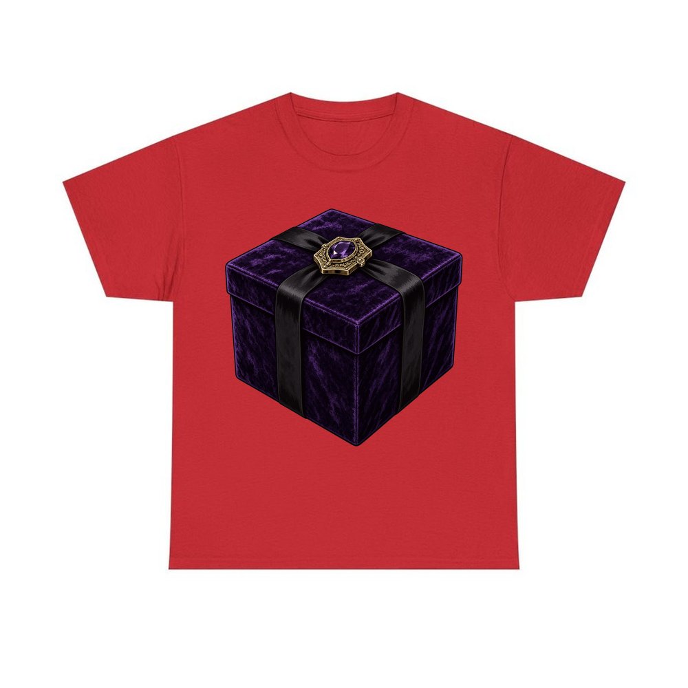 Purple Velvet Gift Box personalised Christmas T-shirt in red