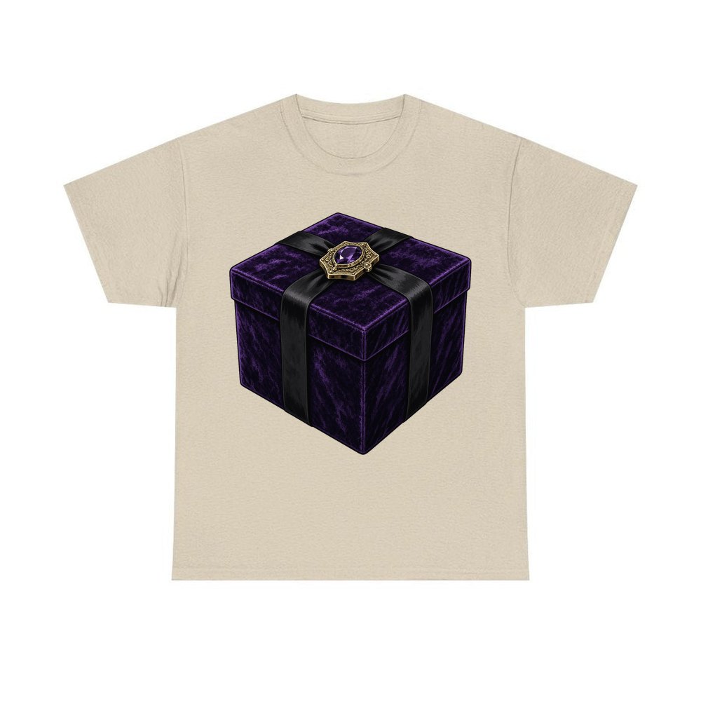 Purple Velvet Gift Box personalised Christmas T-shirt in sand