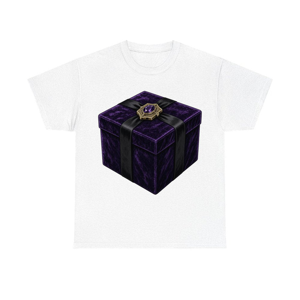 Purple Velvet Gift Box personalised Christmas T-shirt in white