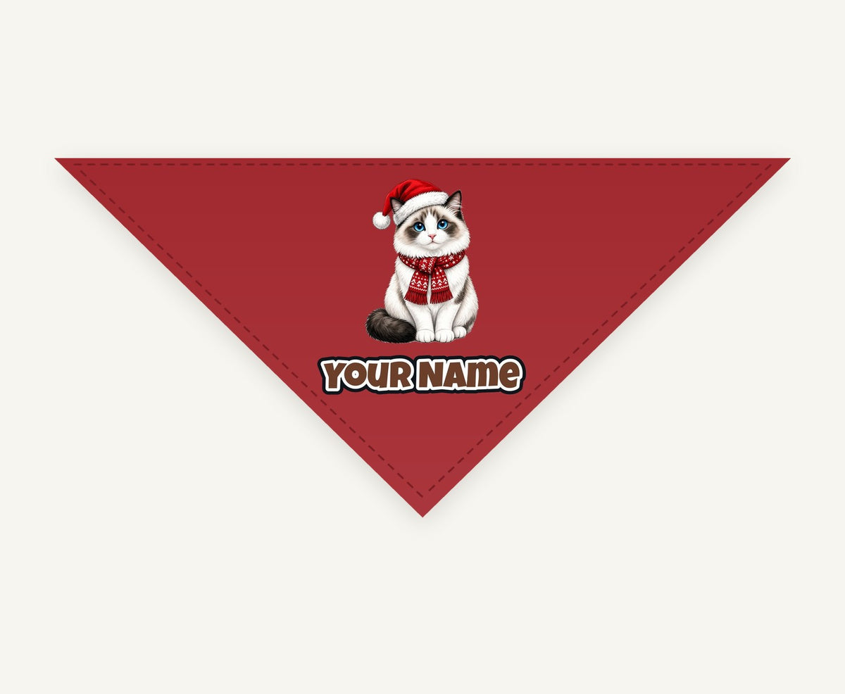 Ragdoll personalised Christmas pet bandana, tie-on style