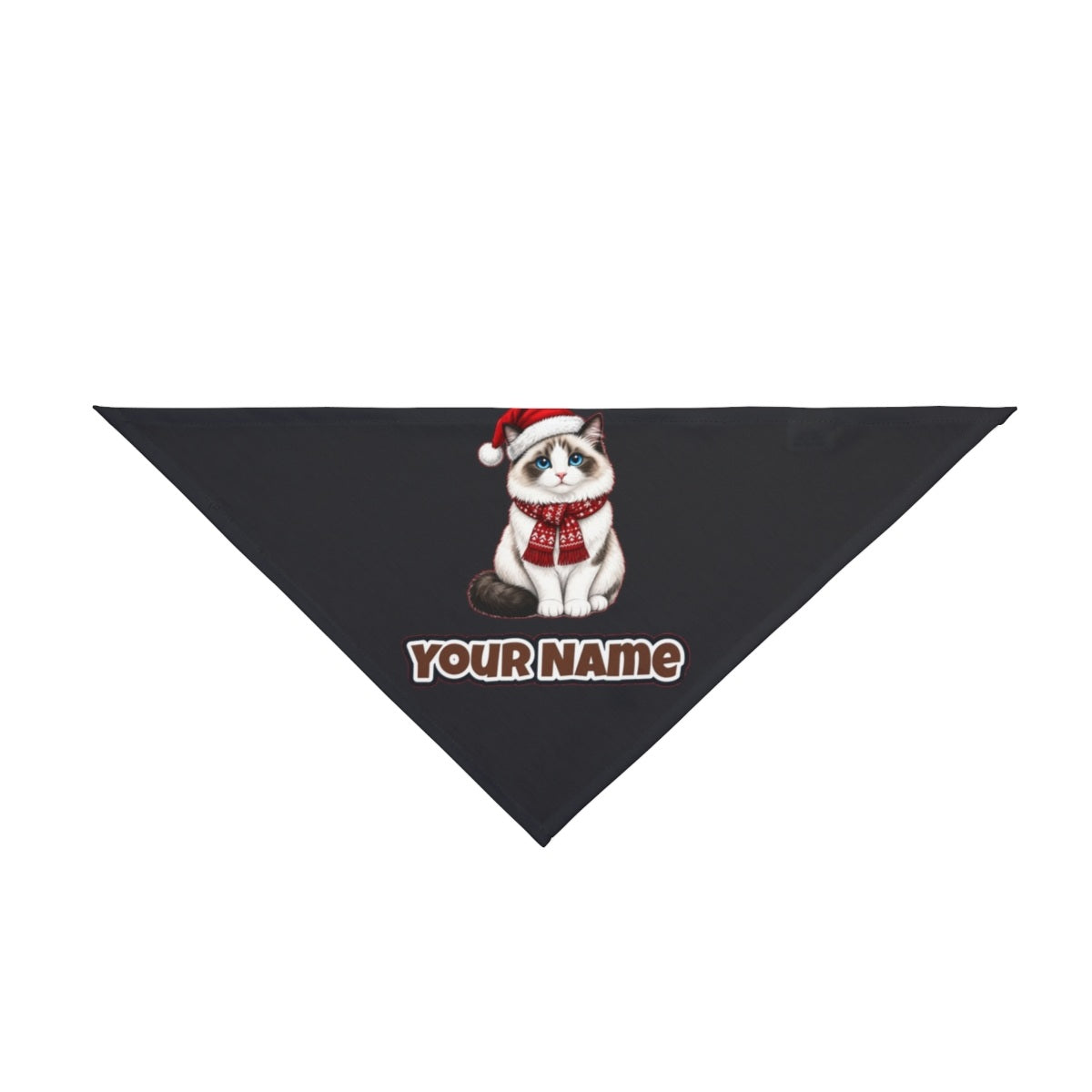 Ragdoll personalised Christmas pet bandana in black, tie-on style