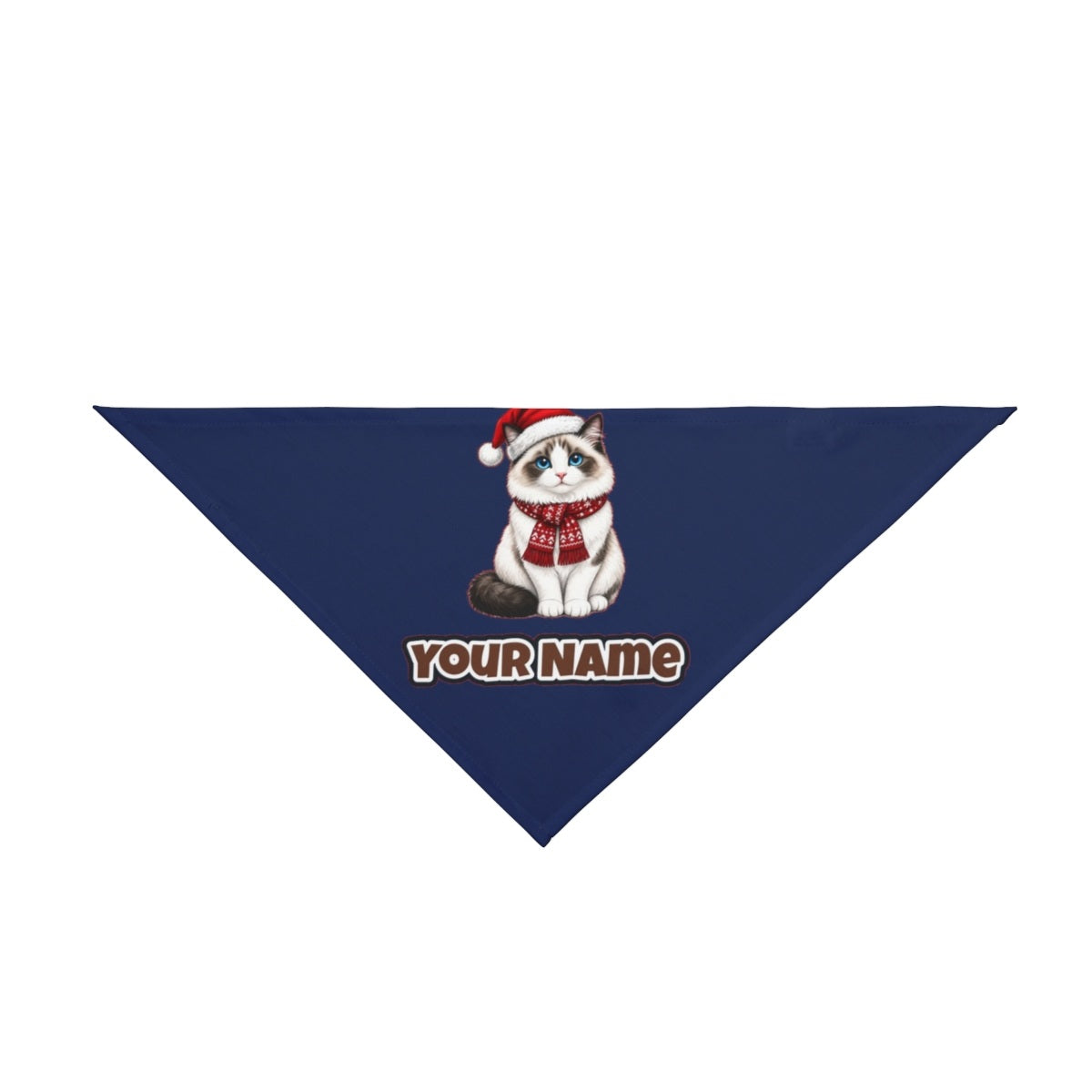 Ragdoll personalised Christmas pet bandana in navy, tie-on style