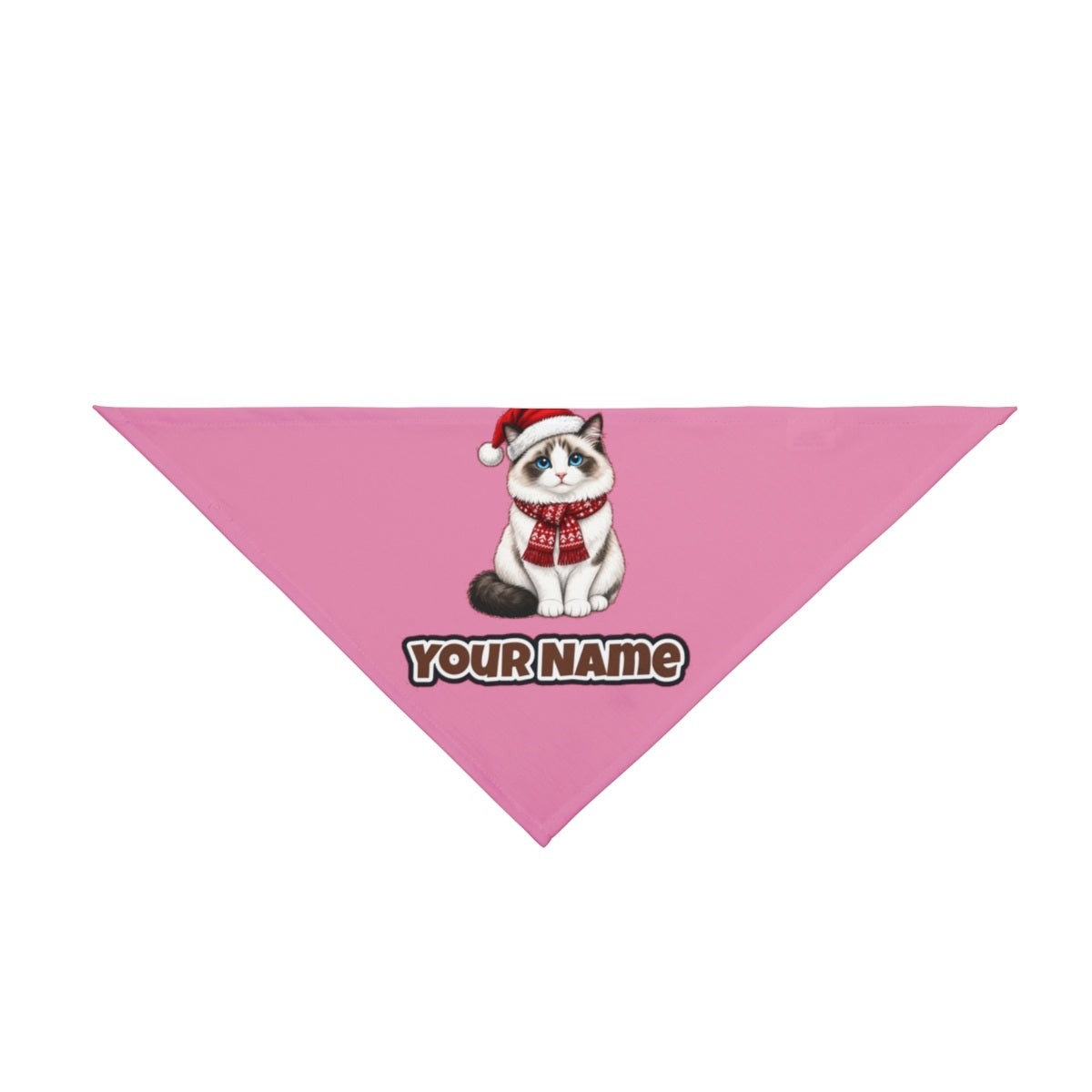 Ragdoll personalised Christmas pet bandana in pink, tie-on style
