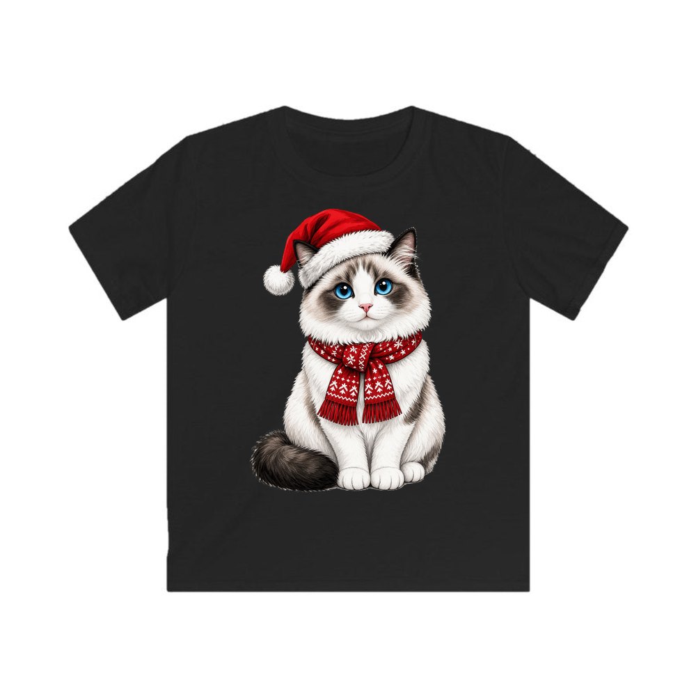 Ragdoll personalised kids Christmas tee in black