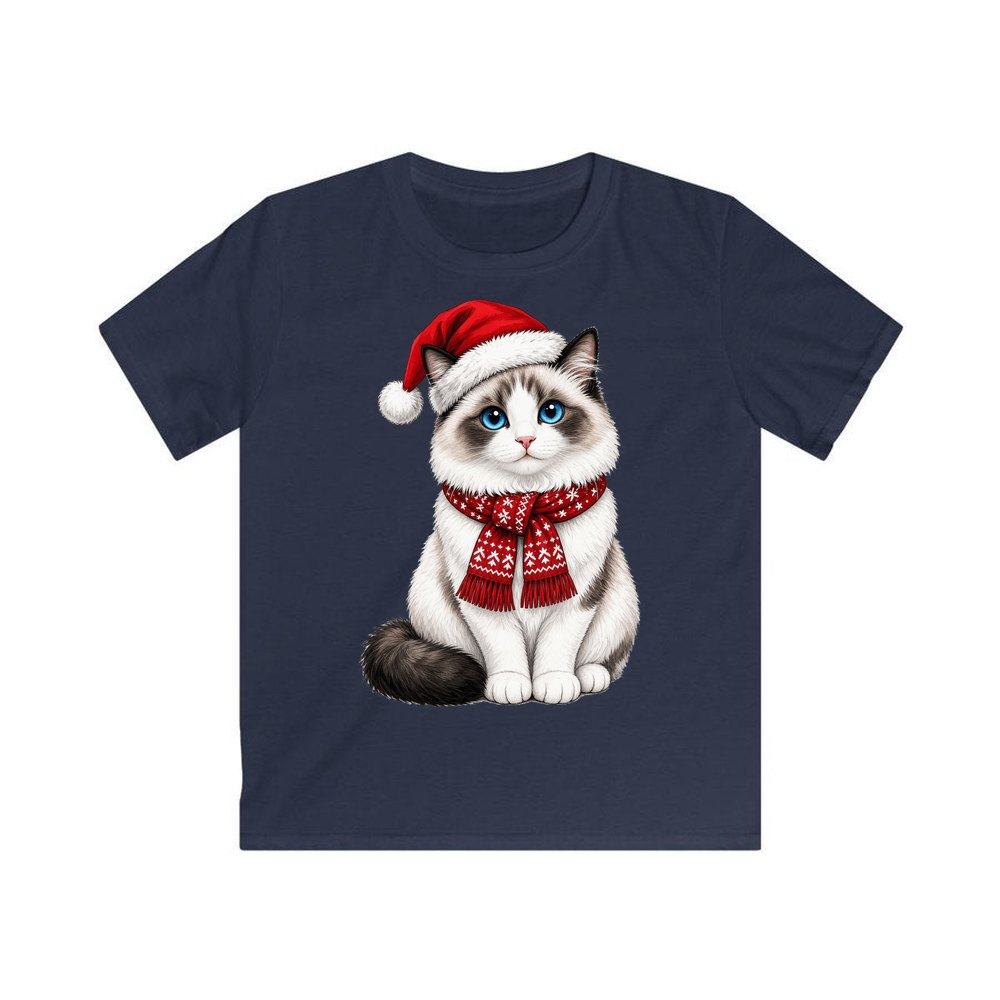 Ragdoll personalised kids Christmas tee in navy