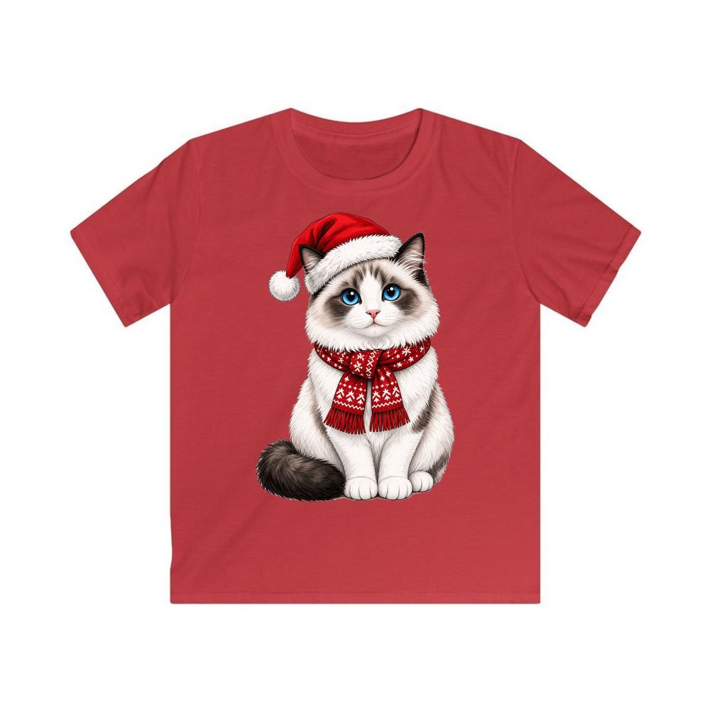 Ragdoll personalised kids Christmas tee in red