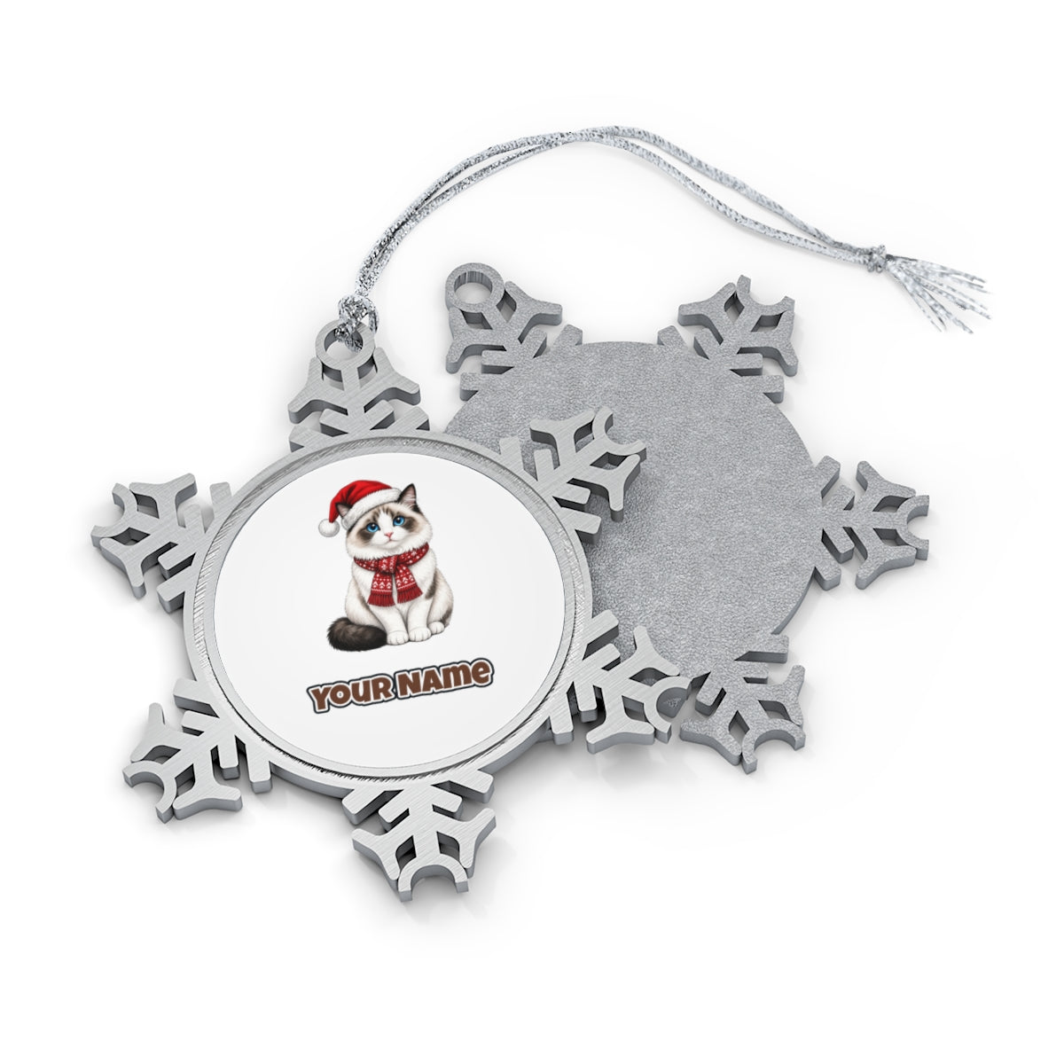 Ragdoll Personalised Pewter Christmas Ornament