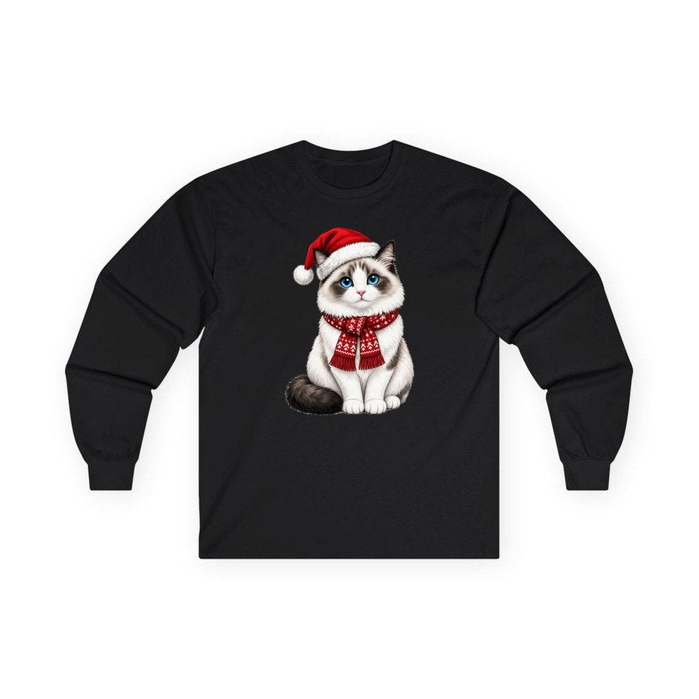 Ragdoll personalised long sleeve Christmas T-shirt in black