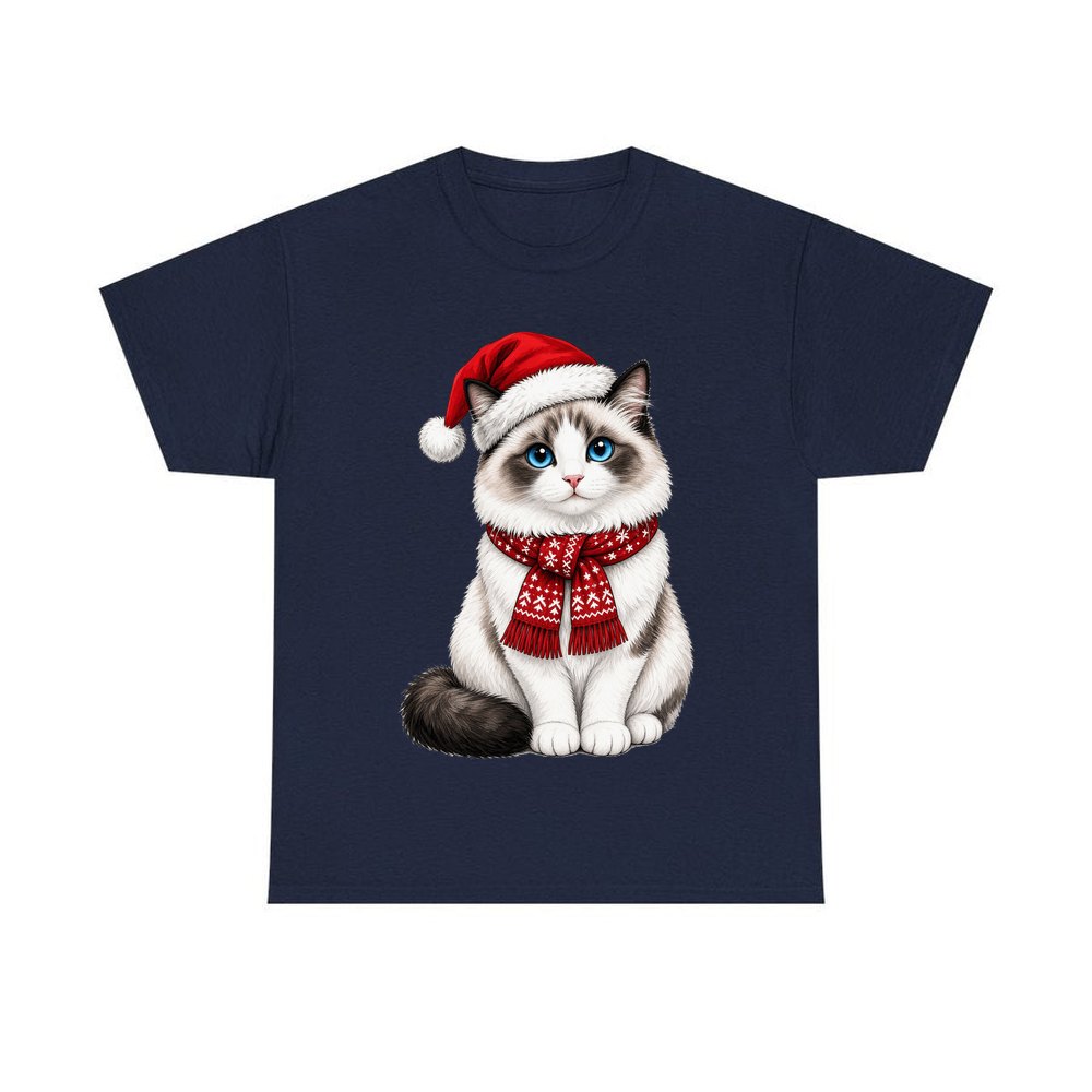 Ragdoll personalised Christmas T-shirt in navy