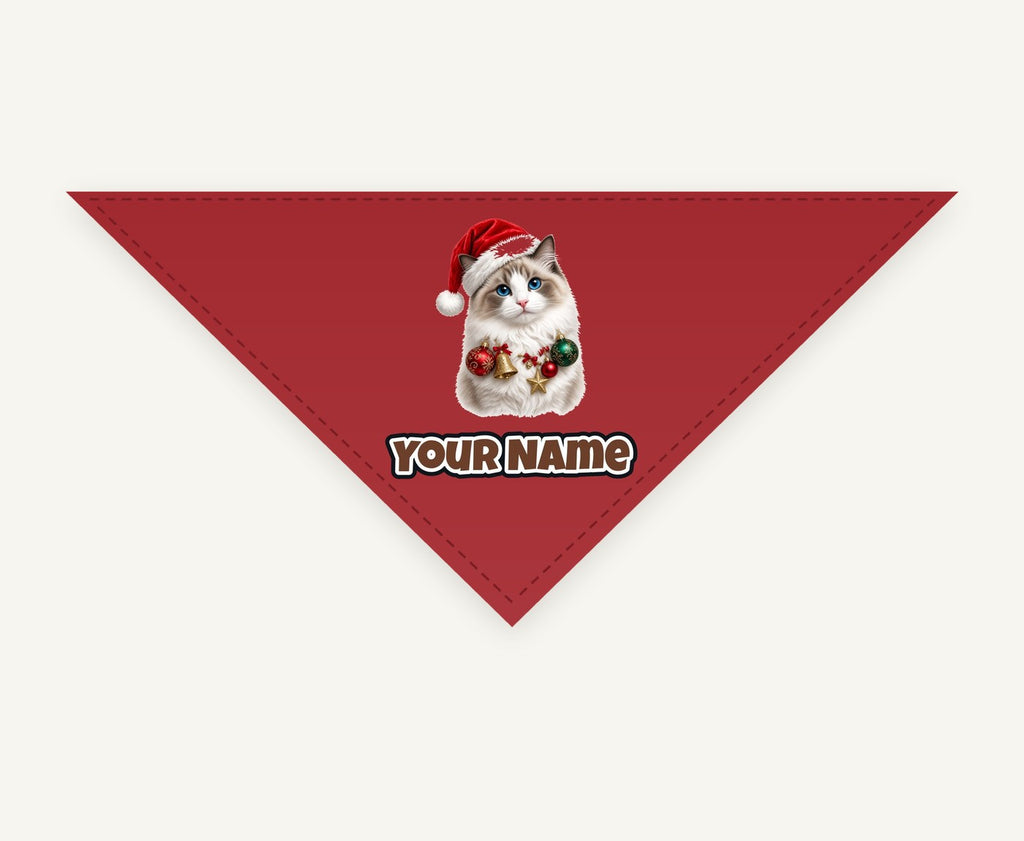 Ragdoll with Baubles personalised Christmas pet bandana, tie-on style
