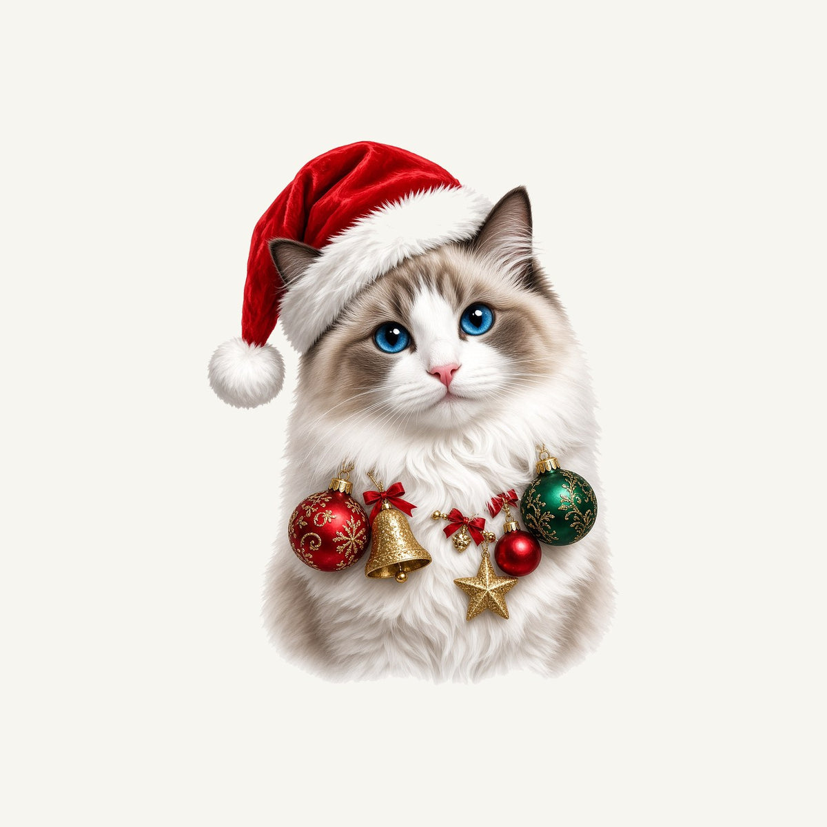 Ragdoll with Baubles Personalised Christmas Pet Bandana, Cat or Dog