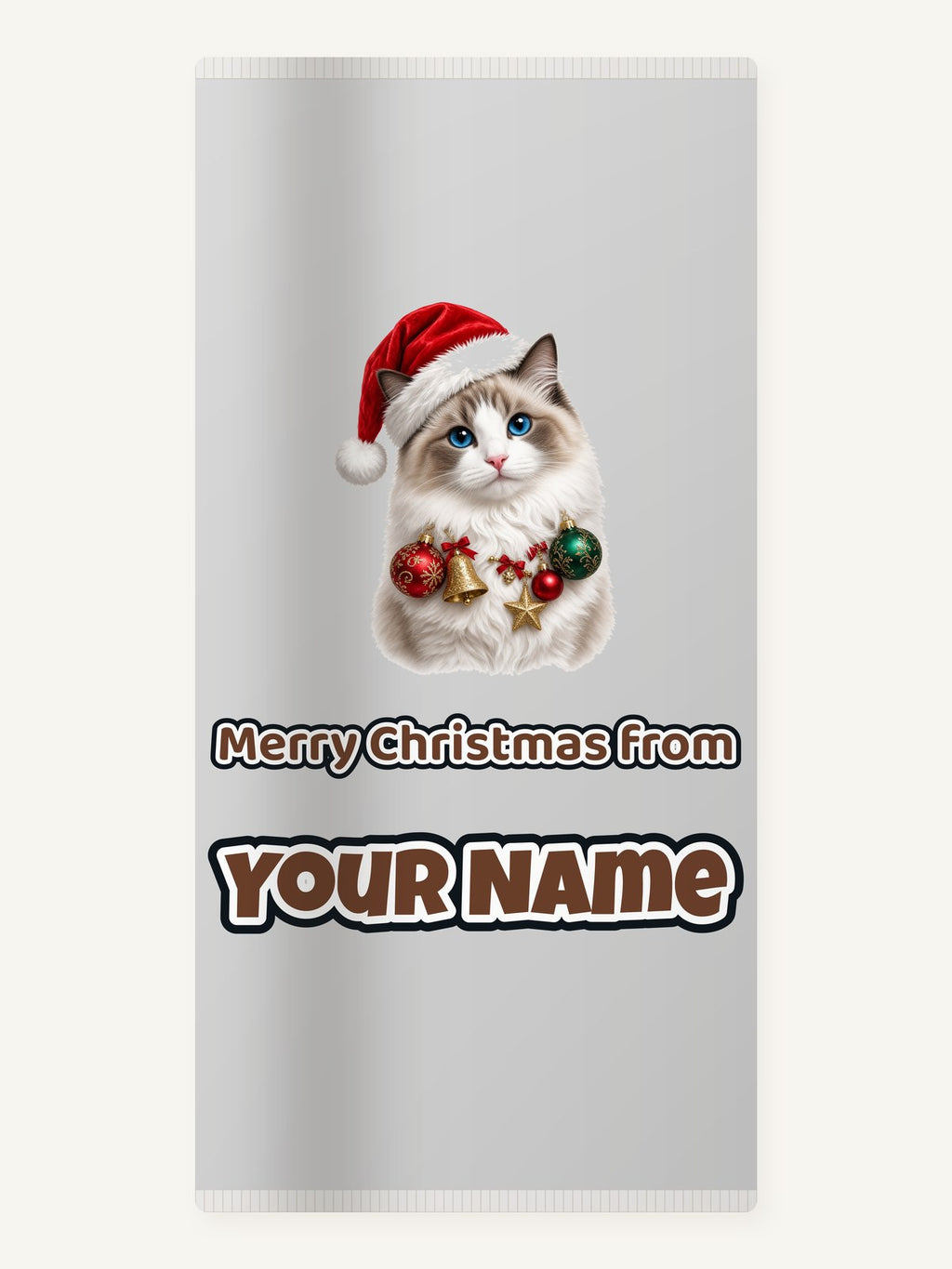 Ragdoll with Baubles Personalised Beach Towel