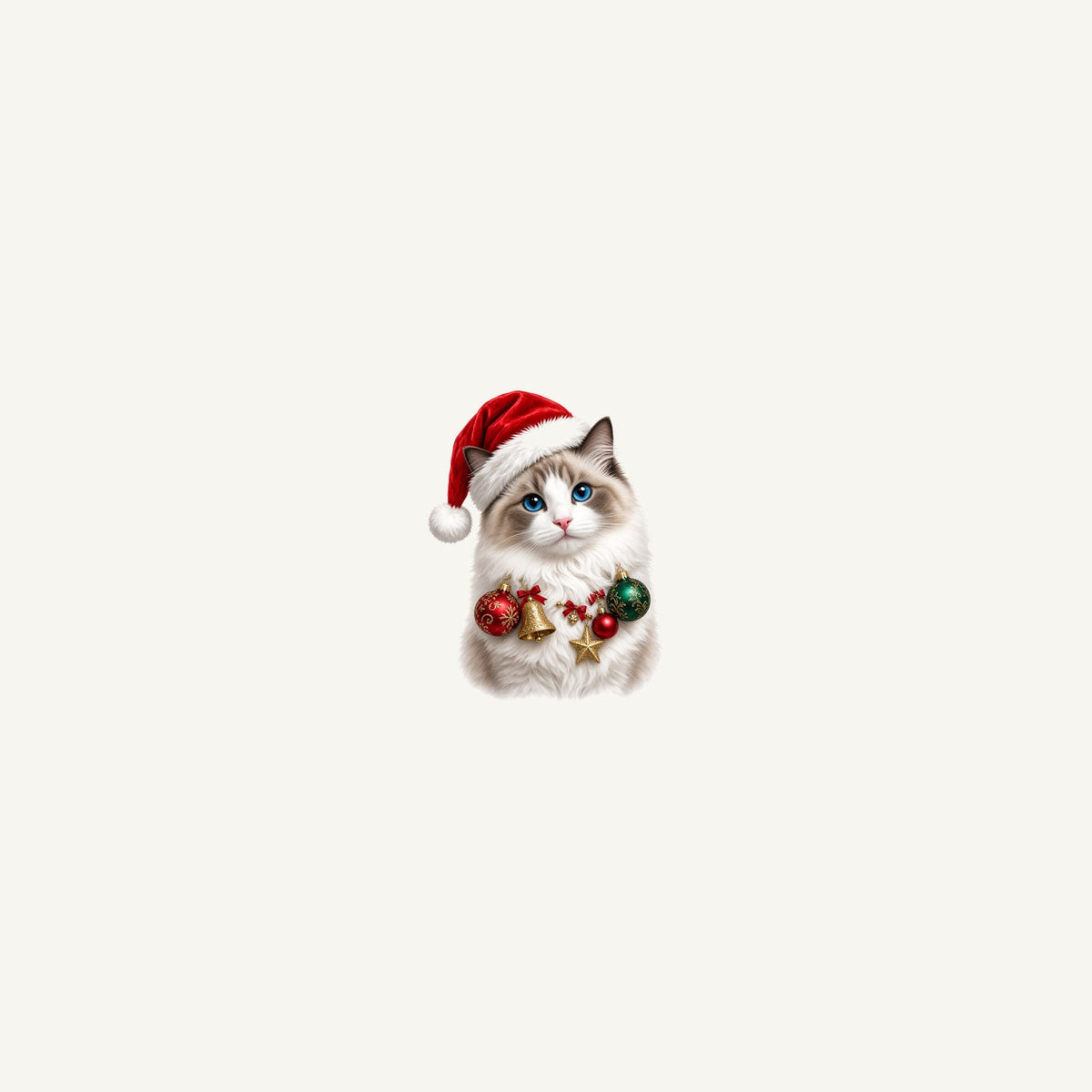 Ragdoll with Baubles Personalised Beach Towel