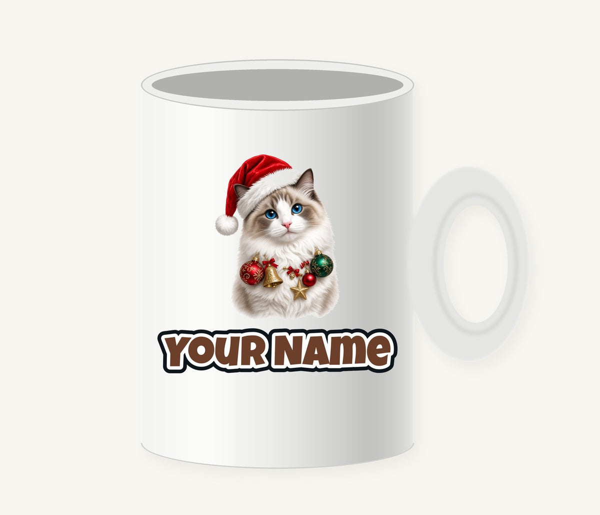 Ragdoll with Baubles Personalised Christmas Mug