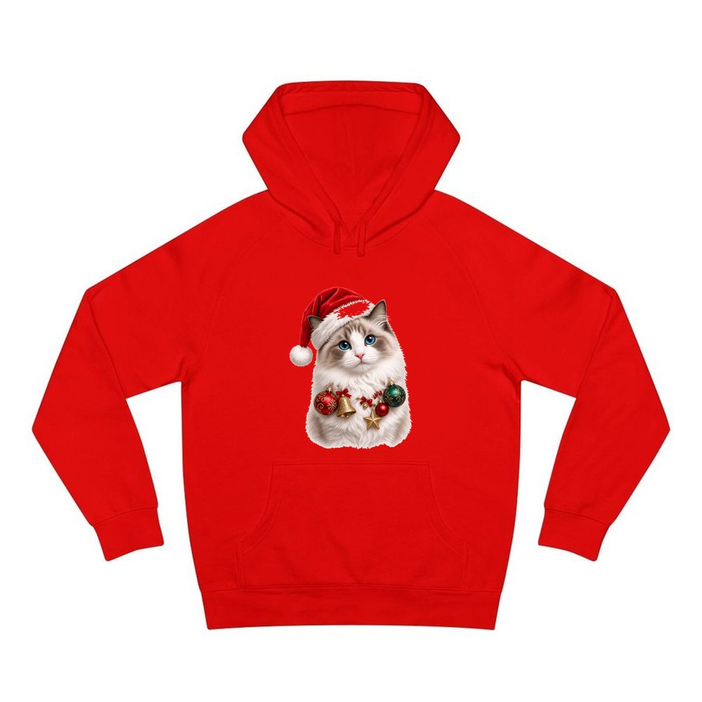Ragdoll with Baubles personalised Christmas hoodie in red