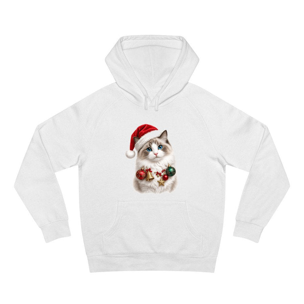 Ragdoll with Baubles personalised Christmas hoodie in white