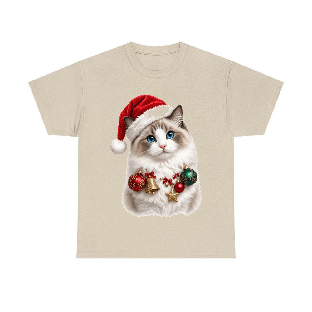 Ragdoll with Baubles personalised Christmas T-shirt in sand
